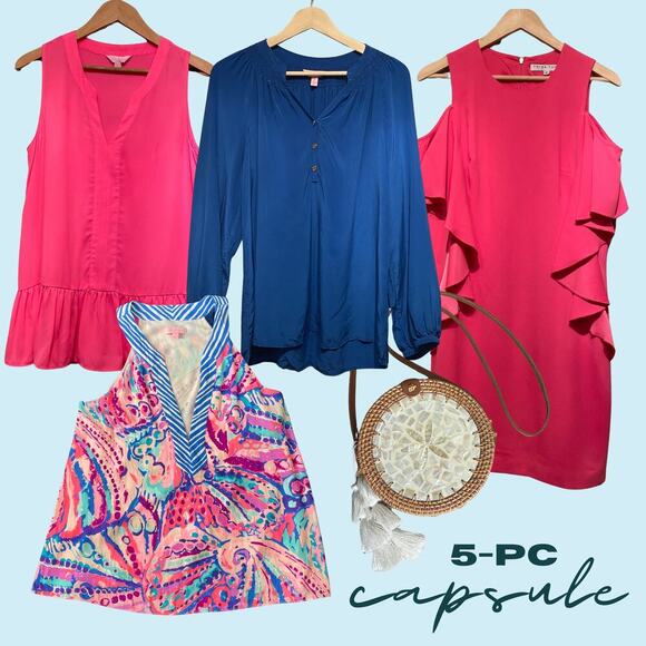 5-PC Resort Capsule | Lilly Pulitzer + Trina Turk, S/M/6, Silk, Woven, $675+ - Picture 1 of 16